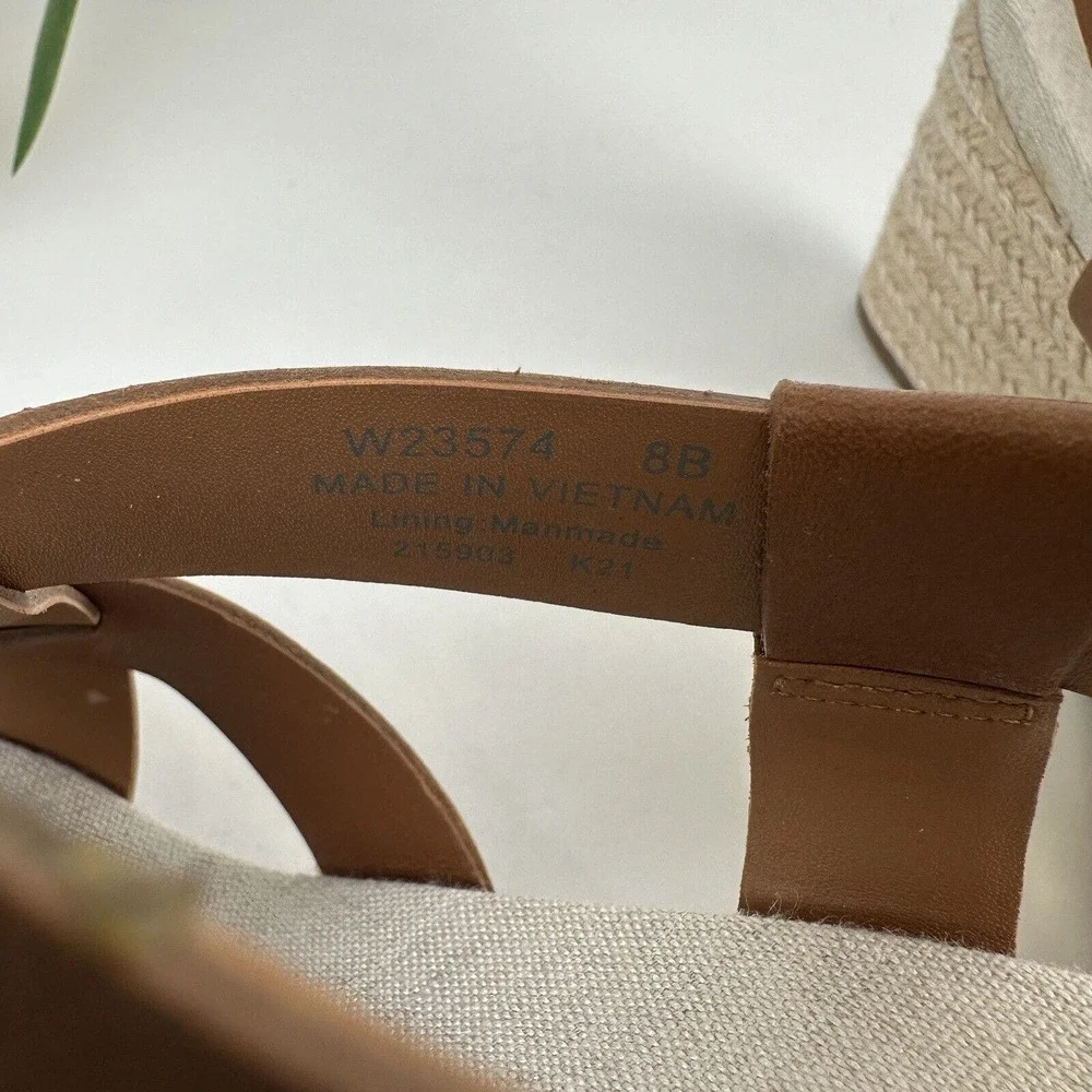 Cole Haan Grand 360 Crystal Espadrille Wedge Sandals Brown Leather Shoes Size 8B